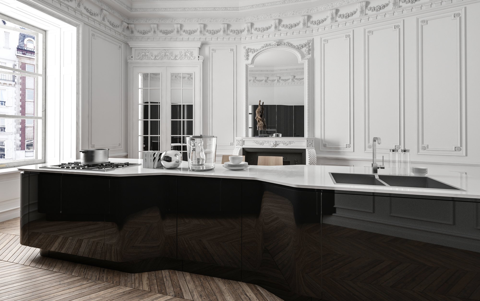 Classic Luxury Modern Black and White Kitchen